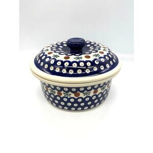 Boleslawiec Polish Pottery Round Baker with Lid J2 Hand Made in Poland